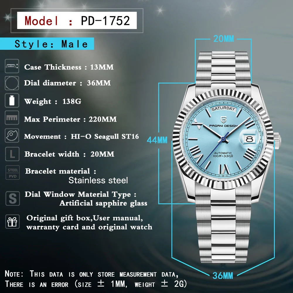 2025 New Men'S Watches Mechanical Top Brand Luxury Automatic Watch for Men AR Sapphire Glass Calendar Wrist Watch