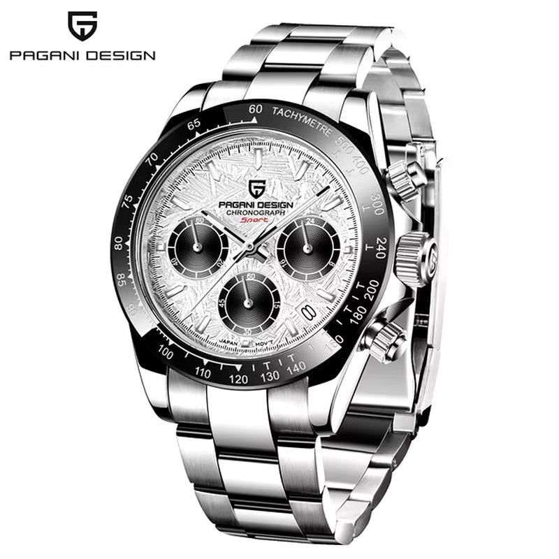 40Mm New V2  Men'S Quartz Watches Sapphire Retro Chronograph Stainless Steel Waterproof Watch Men Relogio Masculino